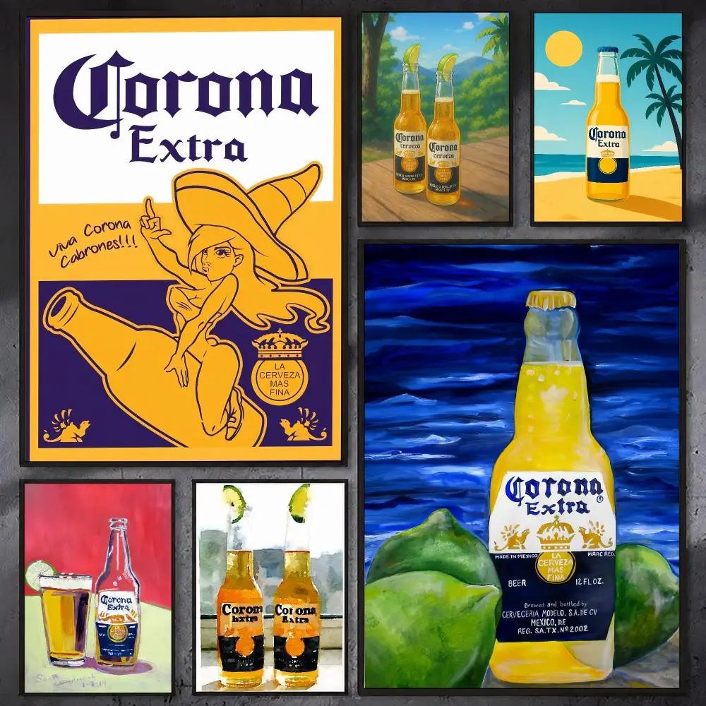 C-Corona Wine Beer Poster Waterproof Sticky Wall Art Print For Bedroom Living Room Hallway Bar Home Decor