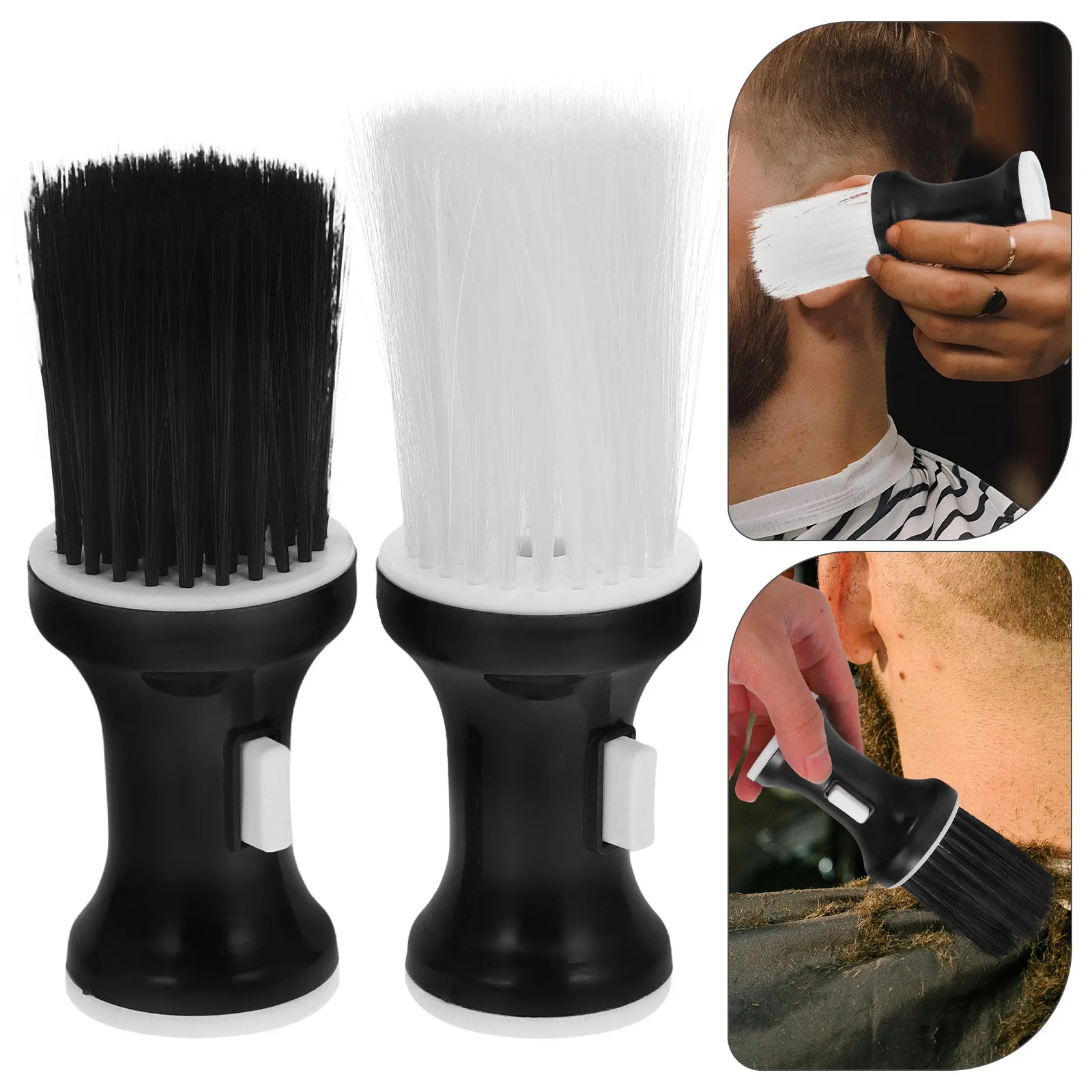 

2Pcs Cleaning Hair Brush for Barbers Dense Bristles Neck Duster Powder Filler Comfortable Skin Safe Design Salon Supplies