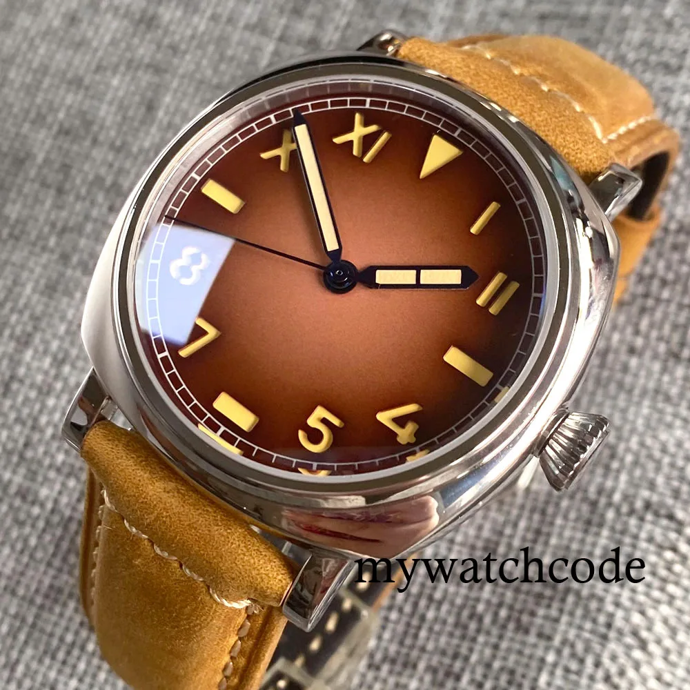 Diving Coffee Square California Dial Miyota8215/Asia 2824 Mechancial Men's Watch Sapphire Crystal Vintage Sterile Clock Reloj