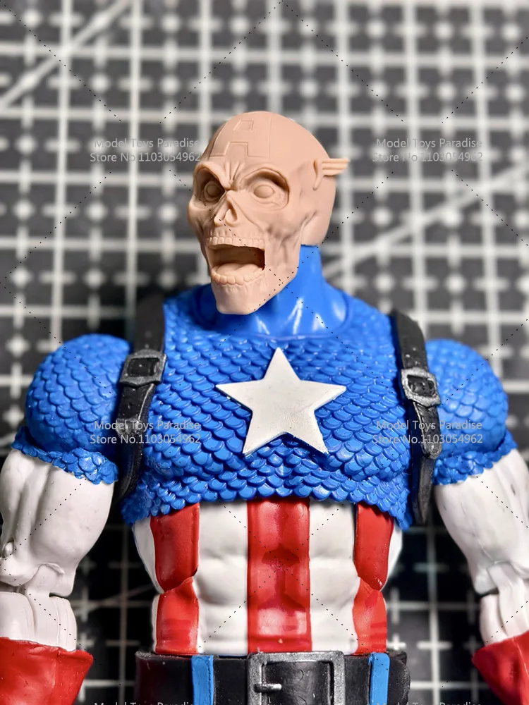 Unpainted 1/12 Men Soldier Red Skull Head Sculpt Super Villain White Model Head Fit 6inch ML Mezco Mafex Shf Action Figure Body