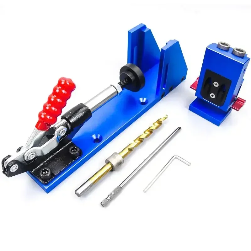 

9.5mm Woodworking Puncher Locator Oblique Hole Locator Mini Pocket Hole Jig Kit Drill Bit Set Degree Angle Drill Guide Set