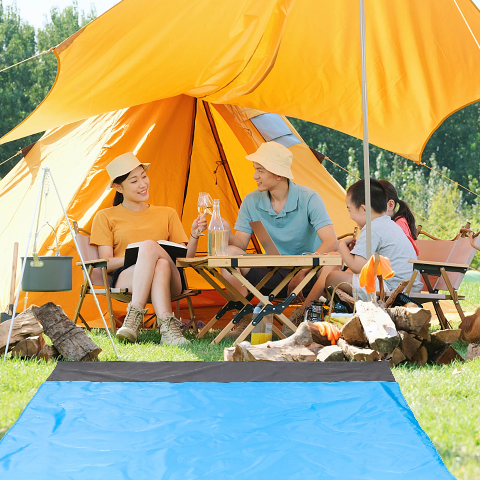 

1 set Waterproof Beach Foldable Outdoor Blanket Camping Picnic Cushion Portable Grass Carry Strap Lightweight Durable for Family