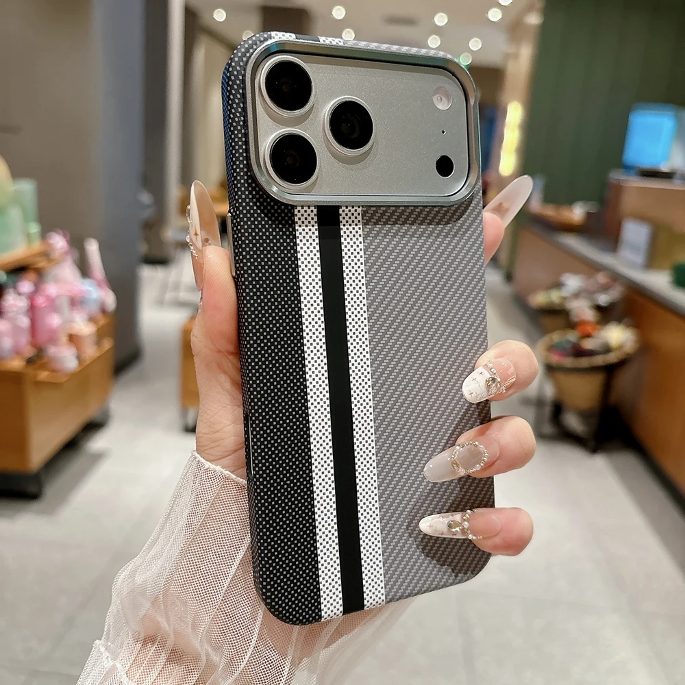Kohlefaser-Textur Magnetische Hülle für iPhone 17 16 15 14 13 Pro Max Air Ultradünne Legierungs-Linse Kabelloses Laden für Magsafe Cover – Detail 9