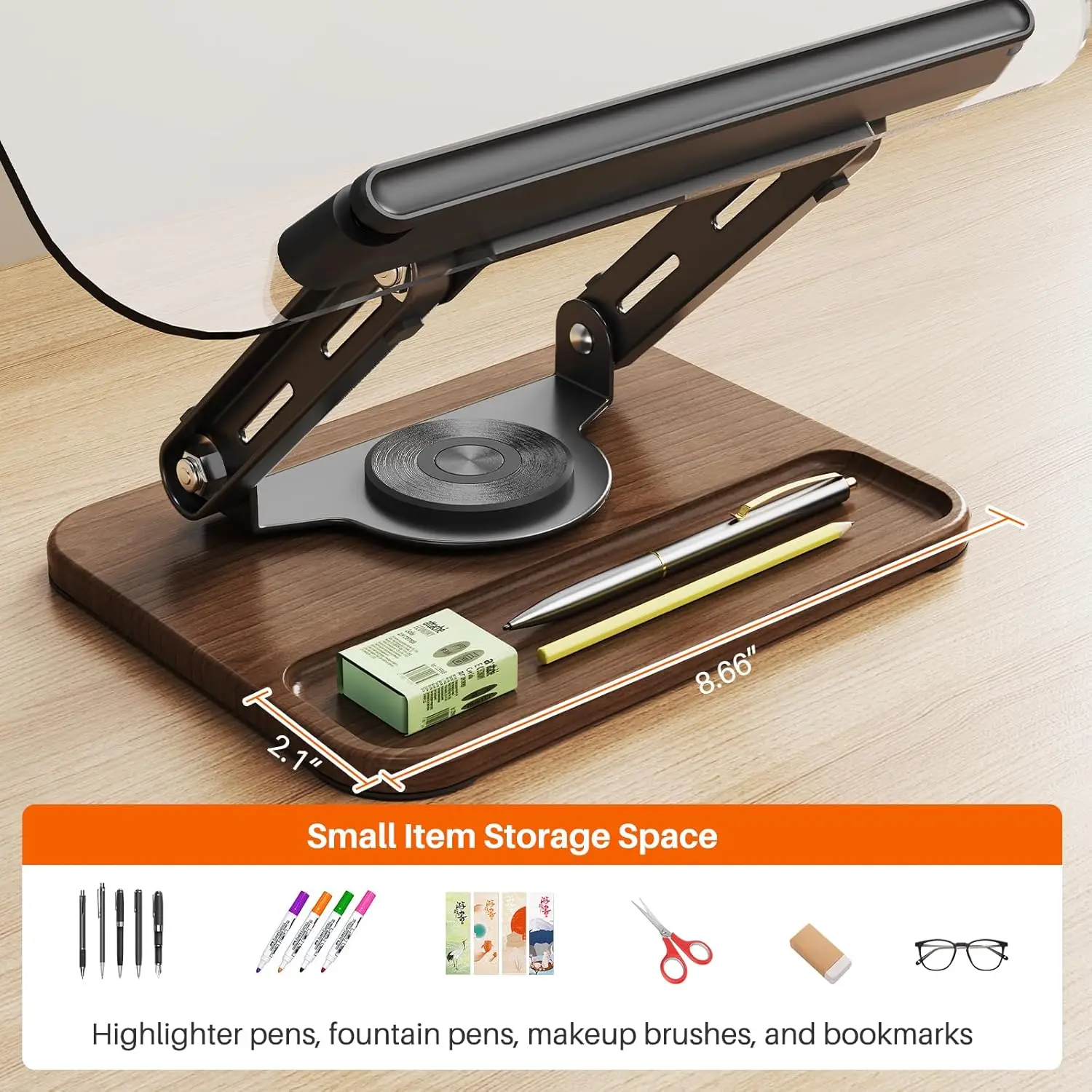 Multifunctional 360° Swivel Foldable Textbook Stand Adjustable Aluminum Alloy Reading Stand With Spring Clip For Laptops, Tablet