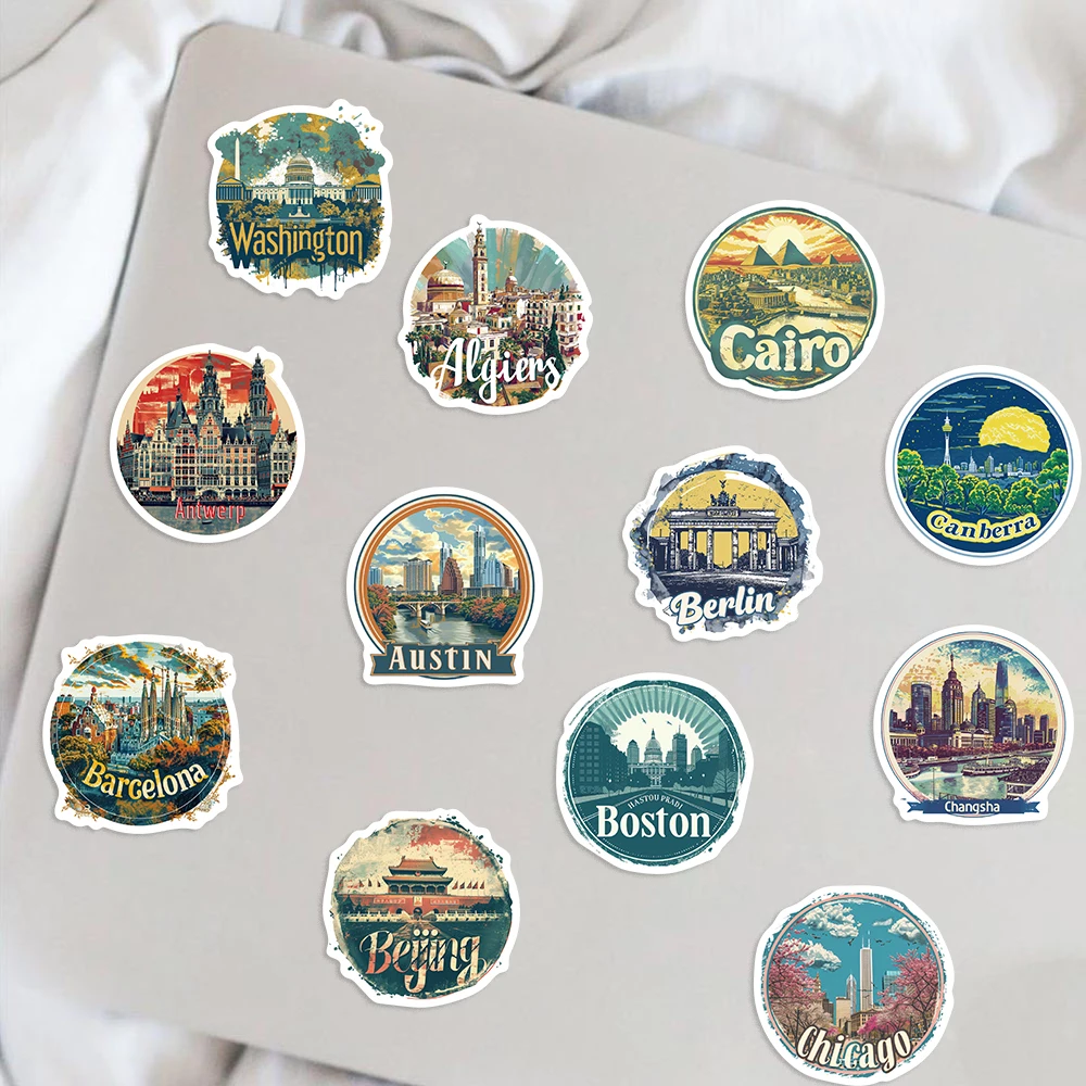 50PCS City Collage Lee Designsca Graffiti Sticker Decorative Luggage Water Cup Phone Case Guitar Waterproof Decal Toy