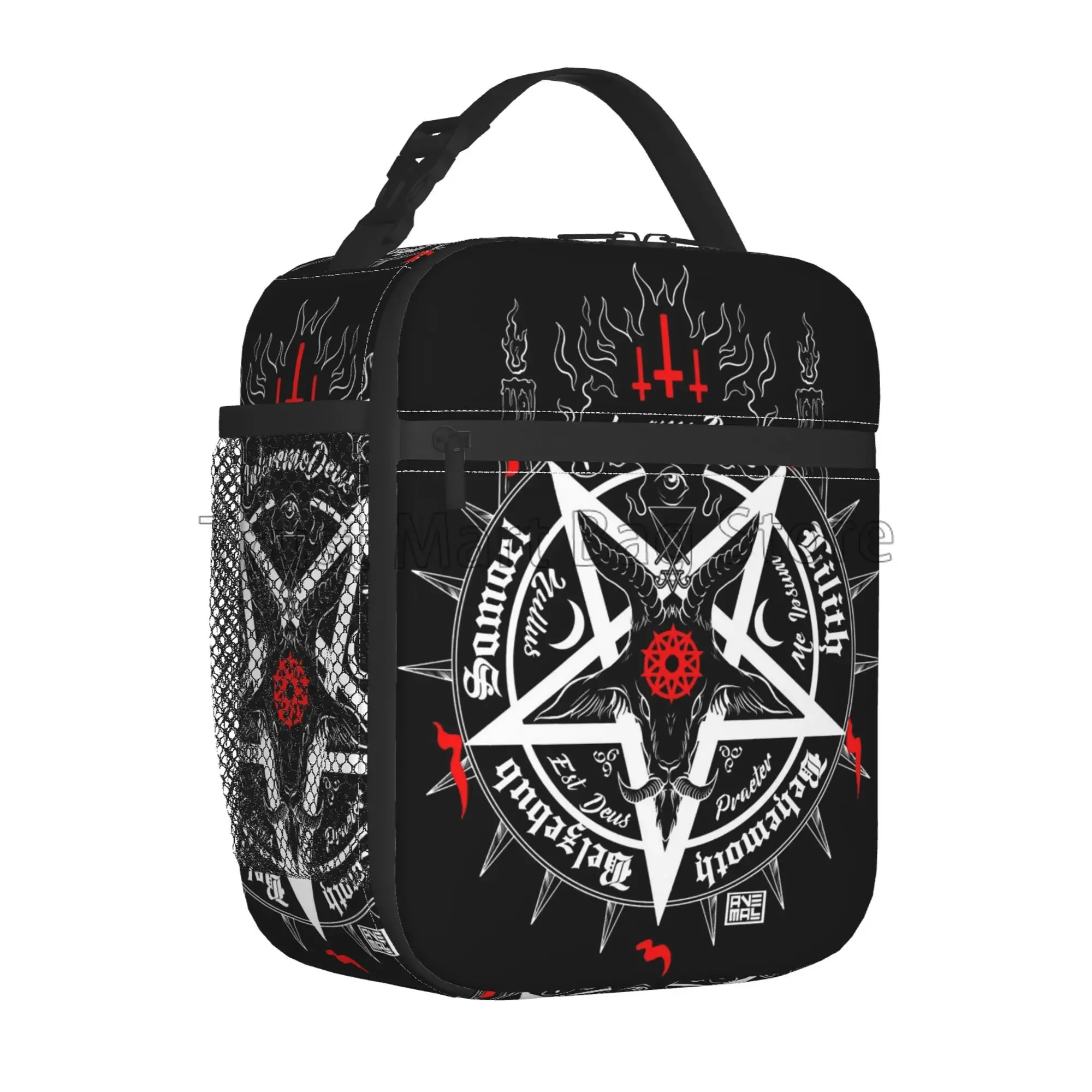 Black Satan Skull Dead Head Graphic Insulated Lunch Bag Reusable Portable Waterproof Thermal Oxford Lunch Box for Work Picnic