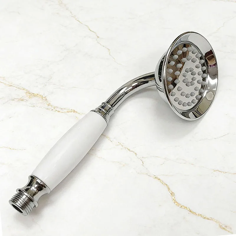 .Vintage Brass Wall-Mounted Bathroom Shower Head - Ceramic Hand Sprayer Faucet, Bath Hardware Accessory
