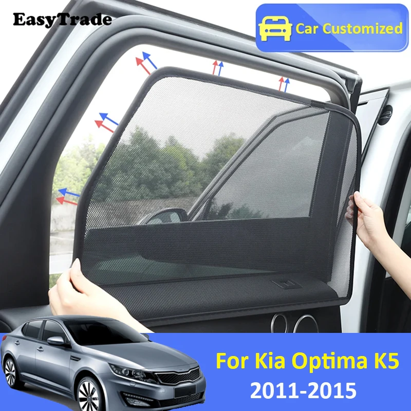 For Kia Optima K5 TF Sedan 2011-2015 Magnetic Sun Shade Car Sunshade Side Window Mesh Curtains Sunscreen Heat Insulation Cover