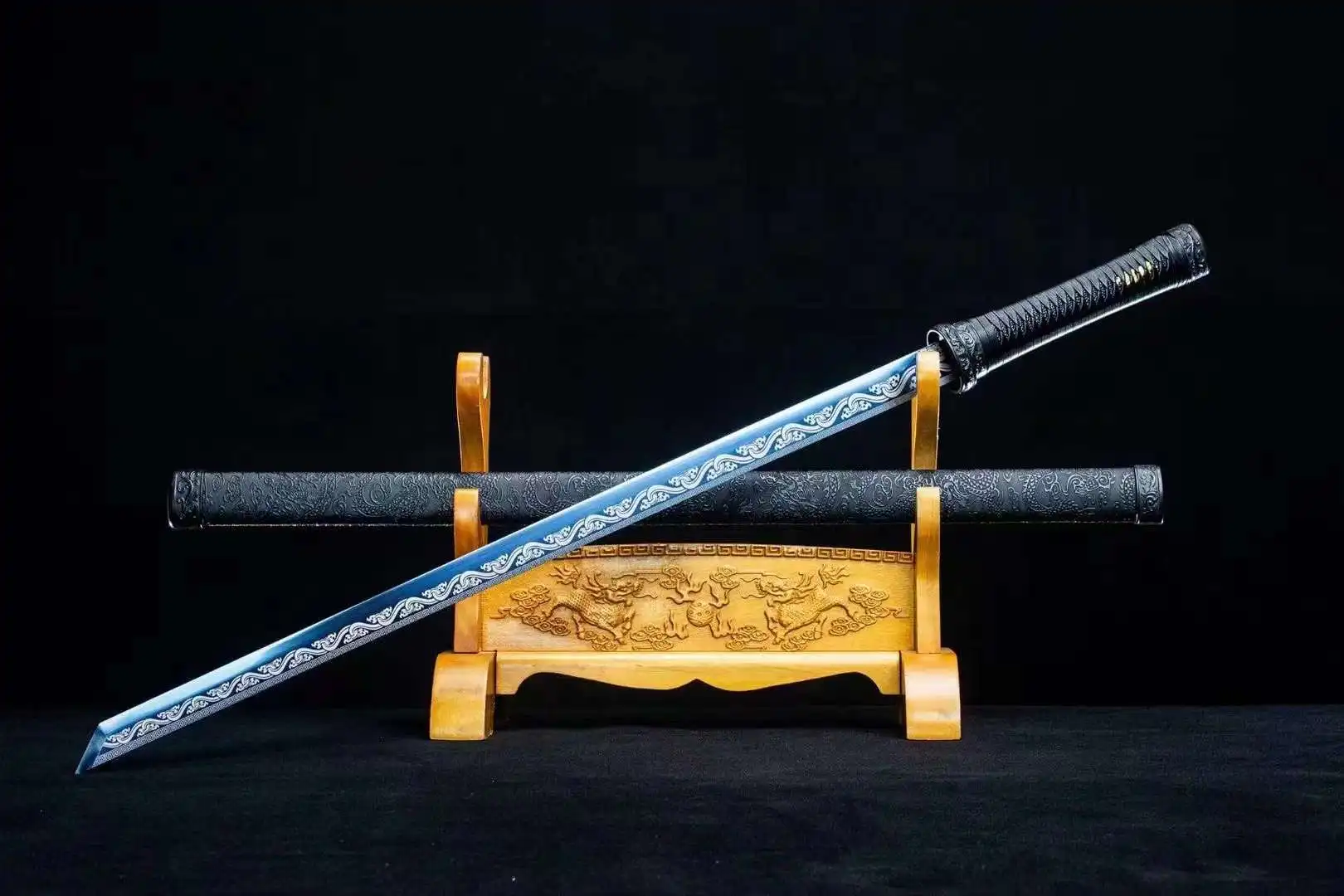 Dragon Loong Battle Stick Sword, Handmade Multi Refined High Manganese Steel Blade, Real Chinese Kungfu Weapon, Unsharp