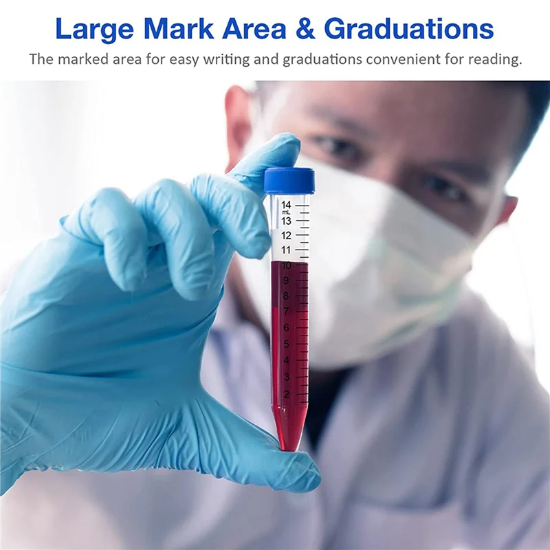 AT21-200Pcs Conical Centrifuge Tubes 15Ml With Screw Caps, Graduated And Write Marks Lab Test Container