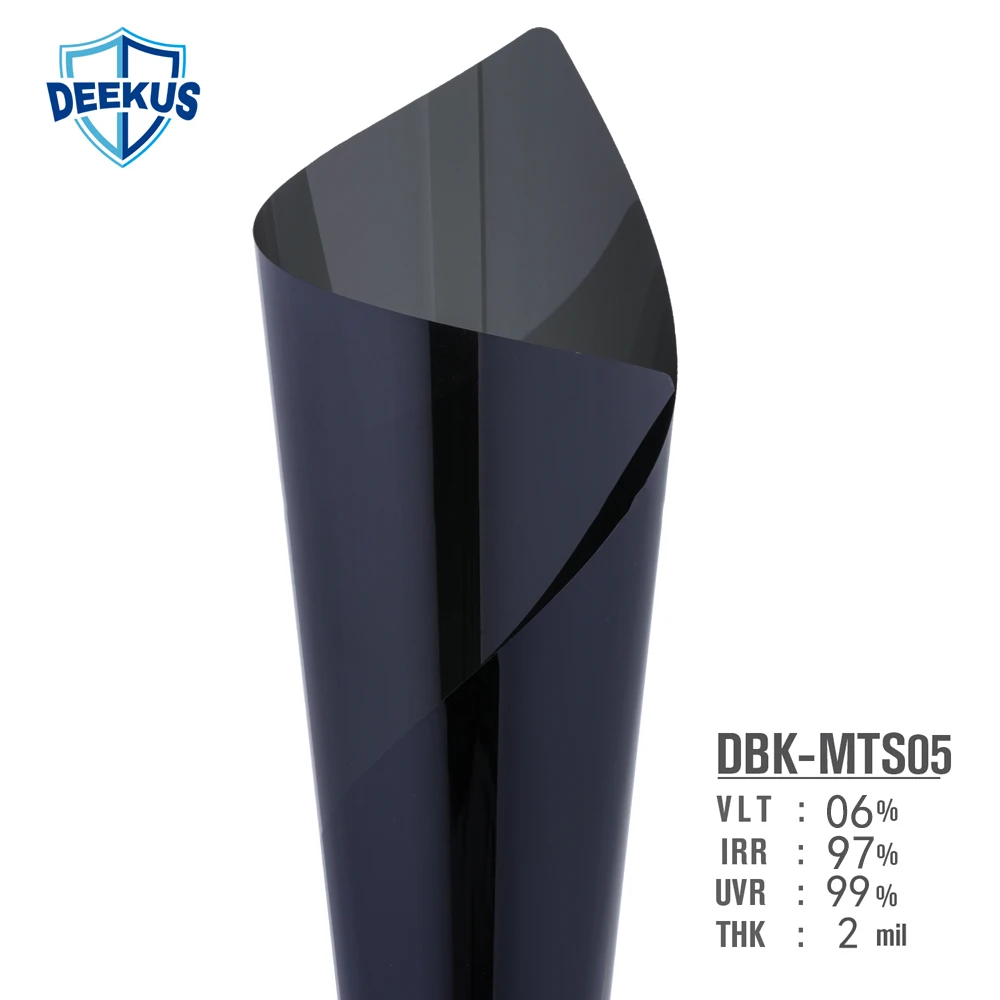 ฟิล์มกรองแสงติดรถยนต์ Deekus-MTS05 PET Nano Carbon รุ่น CS20 VLT05% แบบมีกาวในตัว สำหรับติดกระจกรถยนต์
