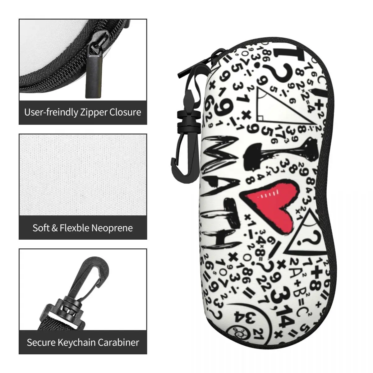 Custom I Love Math Pattern Glasses Case Portable Geek Mathematics Teacher Shell Eyeglasses Case Sunglasses Box view 4
