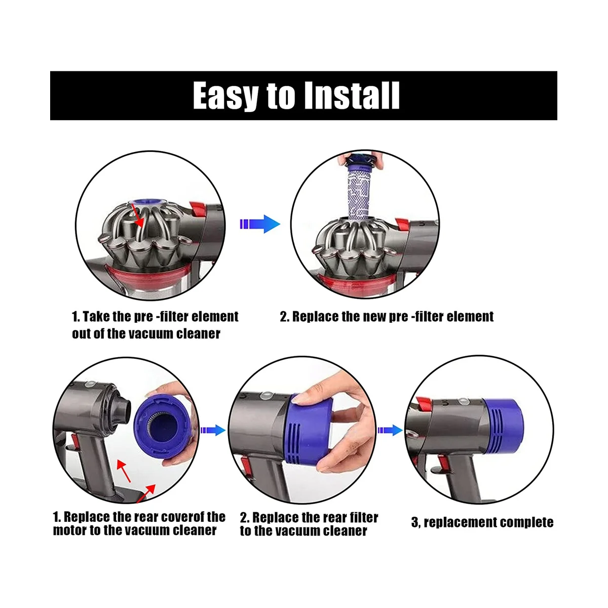 Dyson v7 v8掃除機用の交換用リアエンジンカバーとプレフィルターセット,掃除機アクセサリー