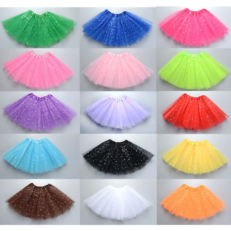 Dziecięca spódniczka Tutu Baby Star Glitter Dance Tutu dla dziewczynki cekiny 3-warstwowa tiulowa spódniczka Pettiskirt dziecięca szyfonowa 2-8T