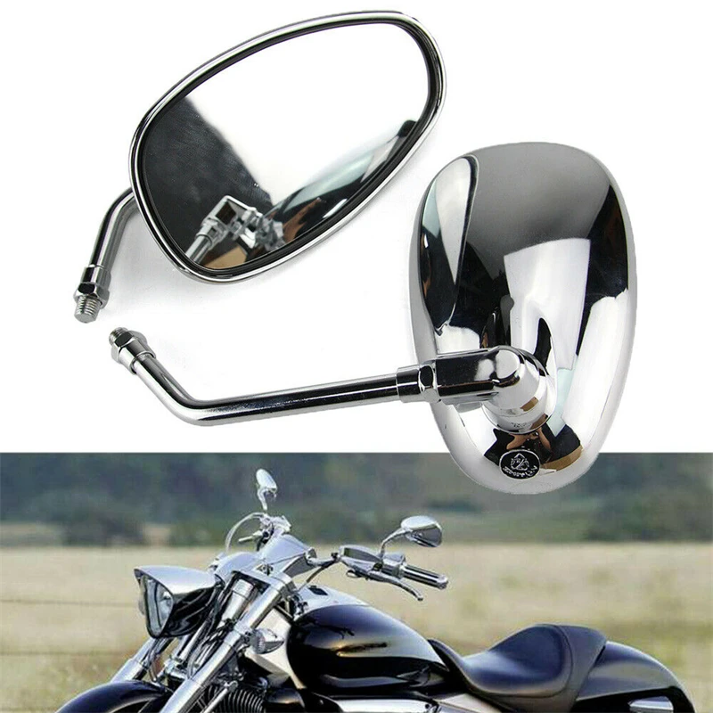 

10mm Chrome Chopper Motorcycle Rear View Side Mirrors For Honda Kawasaki Suzuki