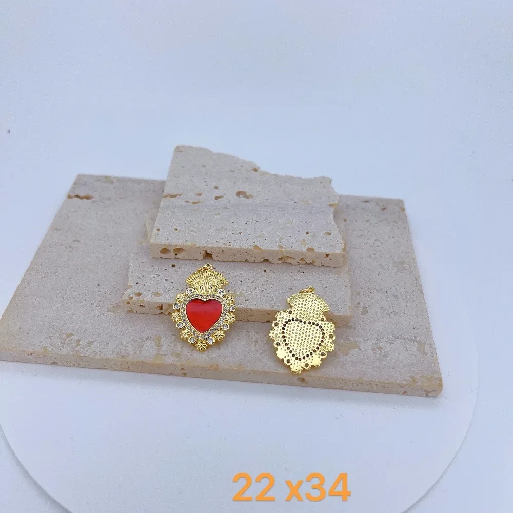 Gothic 3Pcs Jewelry Accessorie for Diy Bracelet Necklace Earrings Jewelry Making Red Heart Pendant Angel Wings Palm Love Parts