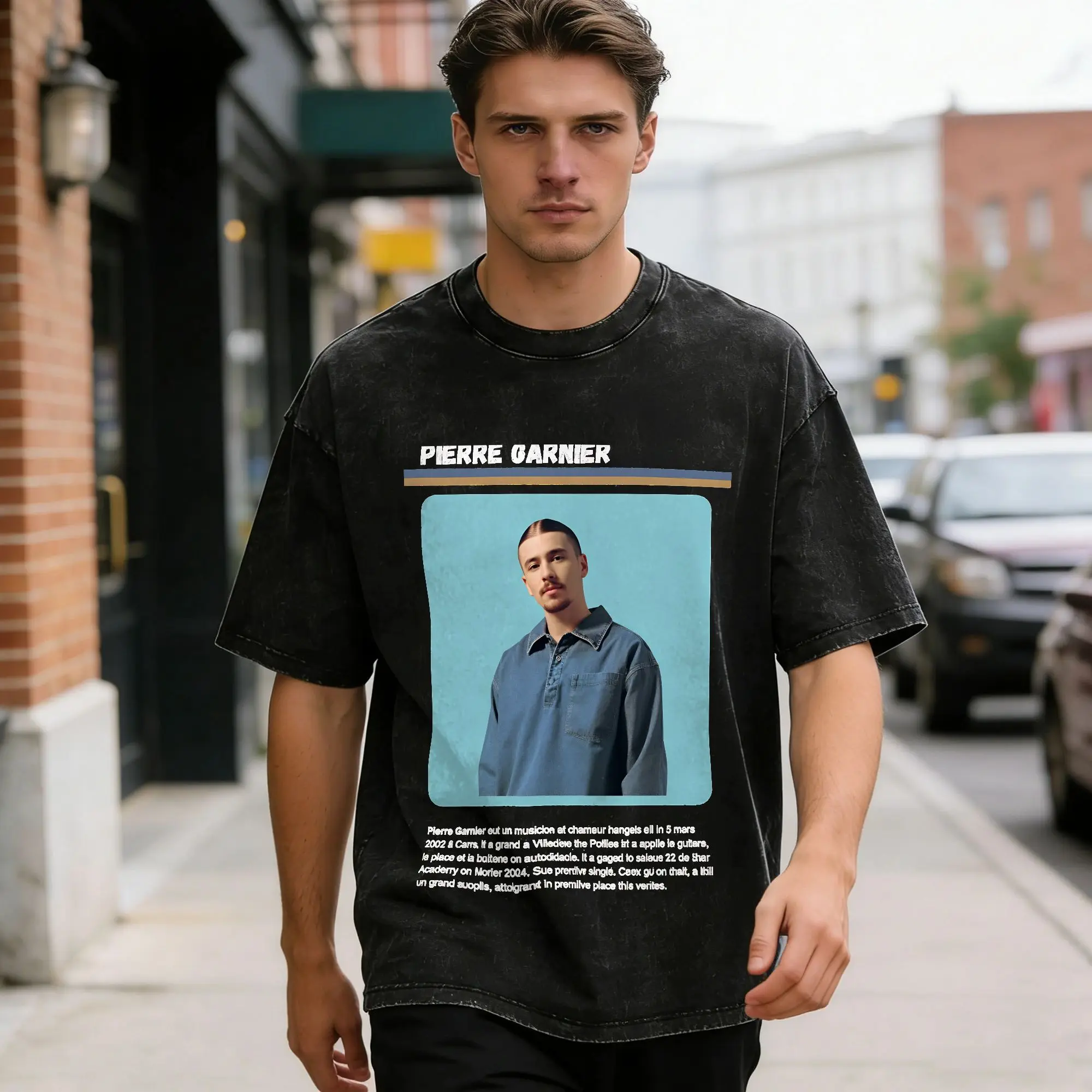 Camiseta Pierre Garnier Chaque Seconde Tour para hombre, camiseta lavada, camisetas de manga corta con cuello redondo, ropa de verano 100% algodón