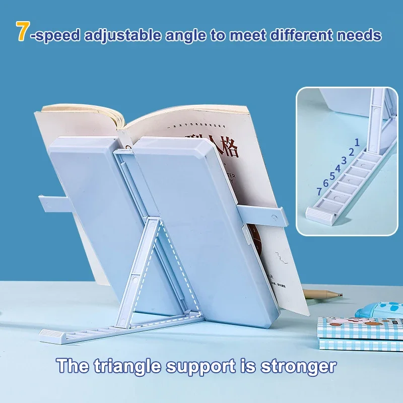 2 In 1 Multi-function Pen Case Pencil Box And Foldable Reading Bookshelf Adjustable Reading Bracket For Student Office Supplies