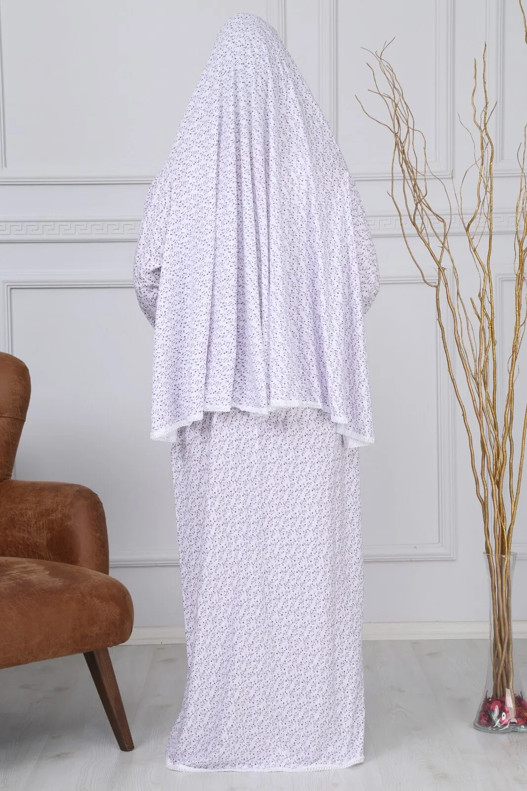 Vestido de oración cerrado completo musulmán para mujer, algodón tradicional islámico, iki Delgado, conjunto de 2 piezas, Ramadán, color aleatorio