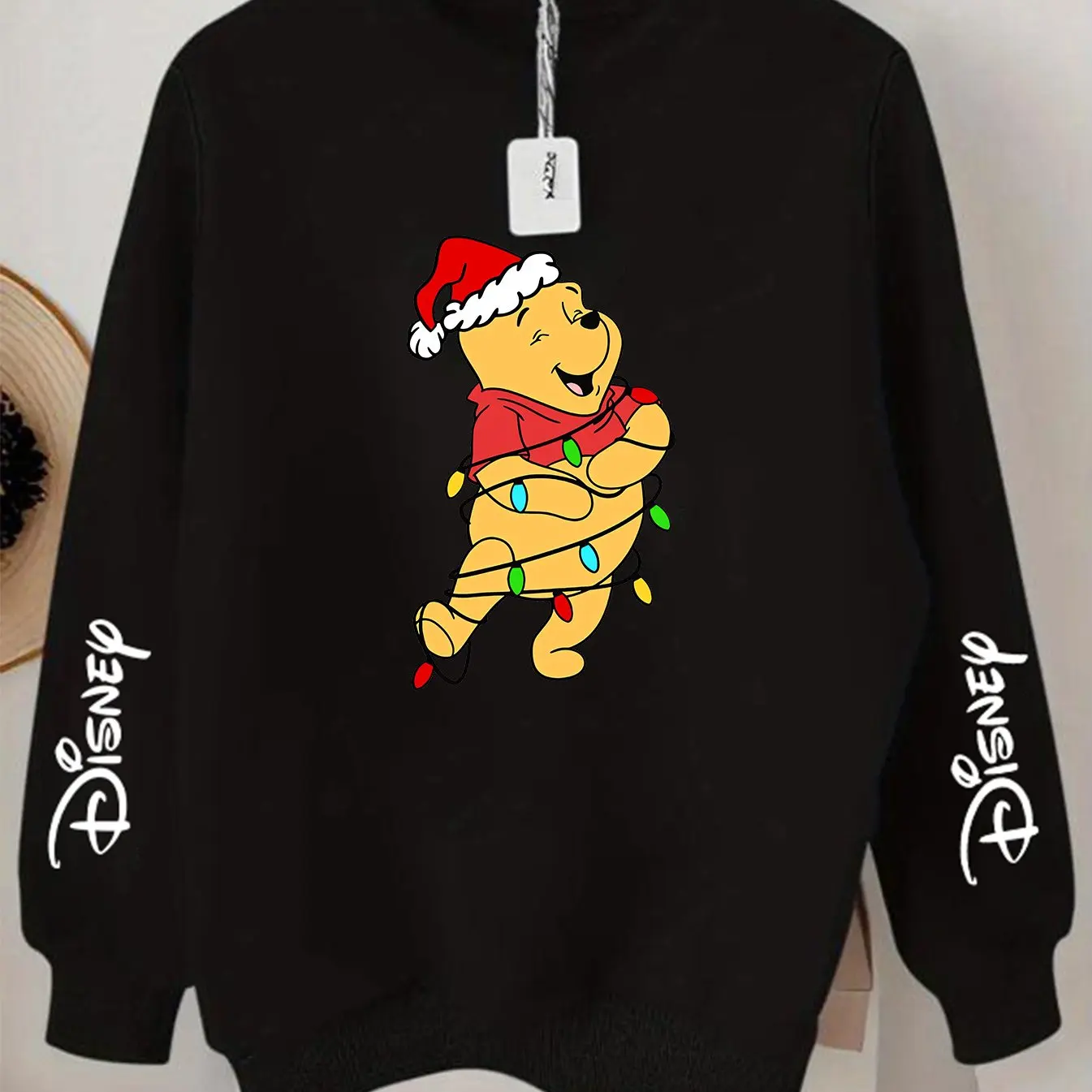 

Women's Disney Winnie The Pooh Christmas Pullover Sweater Fashion Oversized Unisex Crew Neck Sweater Autumn Winter Fleece Casual
