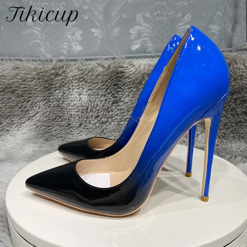 Tikicup Gradient Colors Collection Women Pointy Toe High Heel Party Shoes Fashion Designer Comfortable Slip On Stiletto Pumps