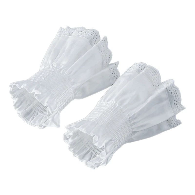 

Fairy Wrist Cuffs Detachable Elegant Wristband Flared Organ Pleated Ruffled False Lace Cuffs Sweater Wristband