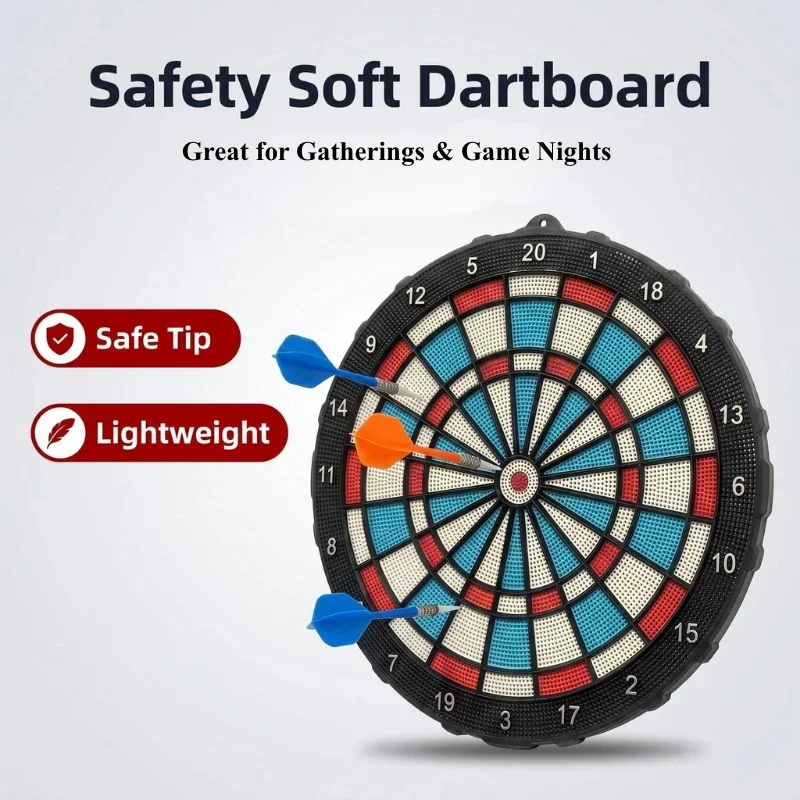 

DartVibe Soft Tip Dart Board Set Includes 6 Darts Lightweight Portable Ideal for Party Gatherings And Game Nights