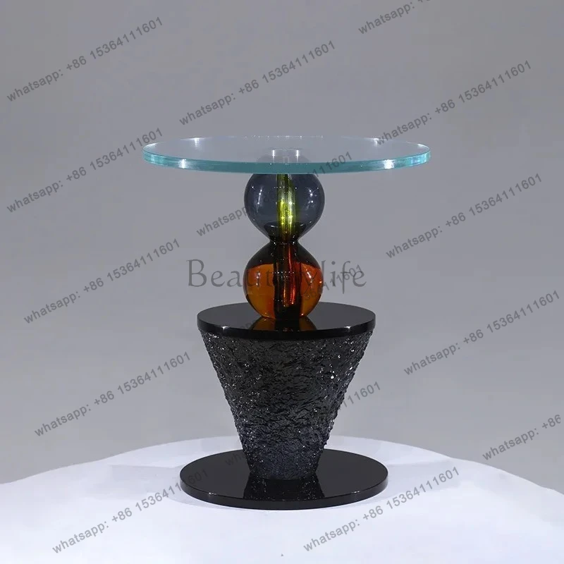 

Light luxury sofa side few living room household small coffee table side table transparent acrylic resin small round table