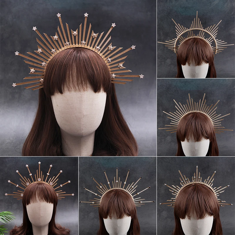 Couronne diadème gothique Lolita Vintage, déesse du soleil, couronne Baroque, couronne Lolita KC, couvre-chef reine princesse, accessoires pour cheveux cosplay