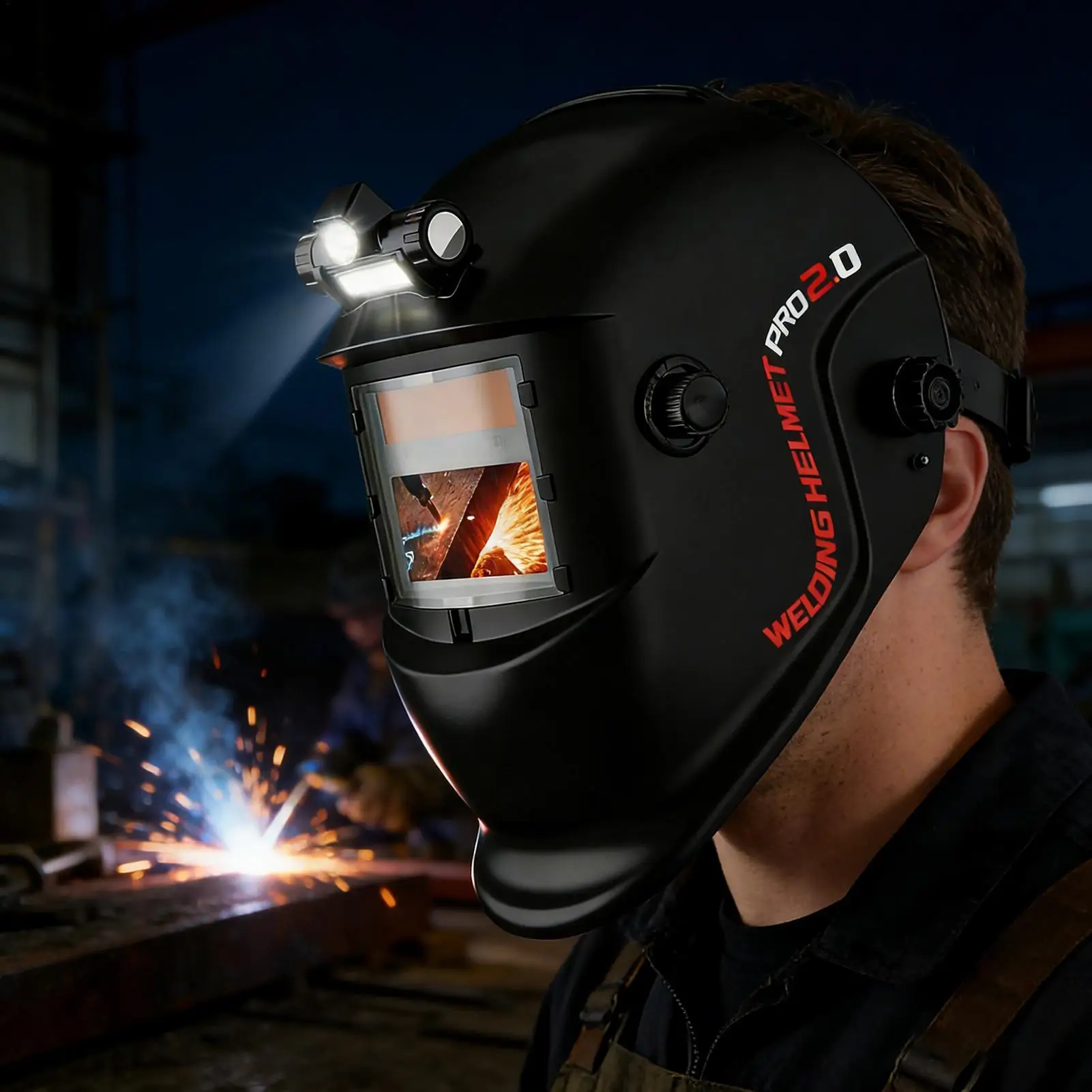 Auto Darkening Welding Helmet Adjustable Head Shield With Light Welder Masque For Workshop Garage Job Site Automotive Repair