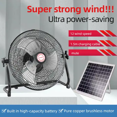 Battery Operated Solar Fan, Home or Outdoor Dual-use Portable Fan, Battery Can Running 6-12 Hours, with USB Output For Phone