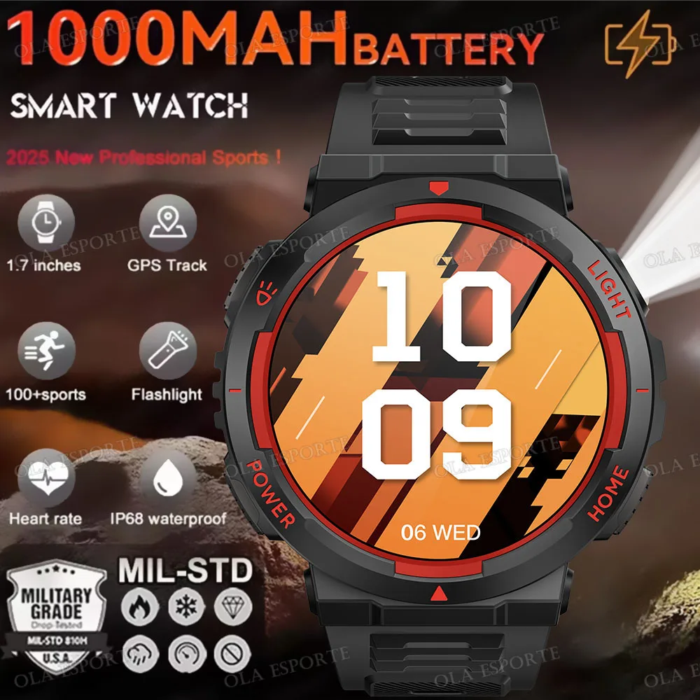 

Уличные военные умные часы 5ATM, водонепроницаемые, с GPS-отслеживанием, спортивные светодиодные умные часы для женщин и мужчин, 1,52-дюймовые AMOLED BT, часы с вызовом