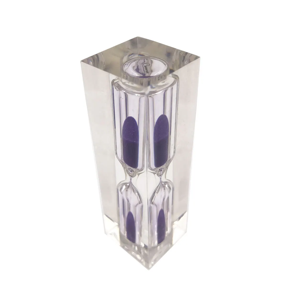 3 Minutes Sandglass Purple Plastic Frame Crystal Look Hourglass for Children Oral Hygiene Supervision Home Office Decoration