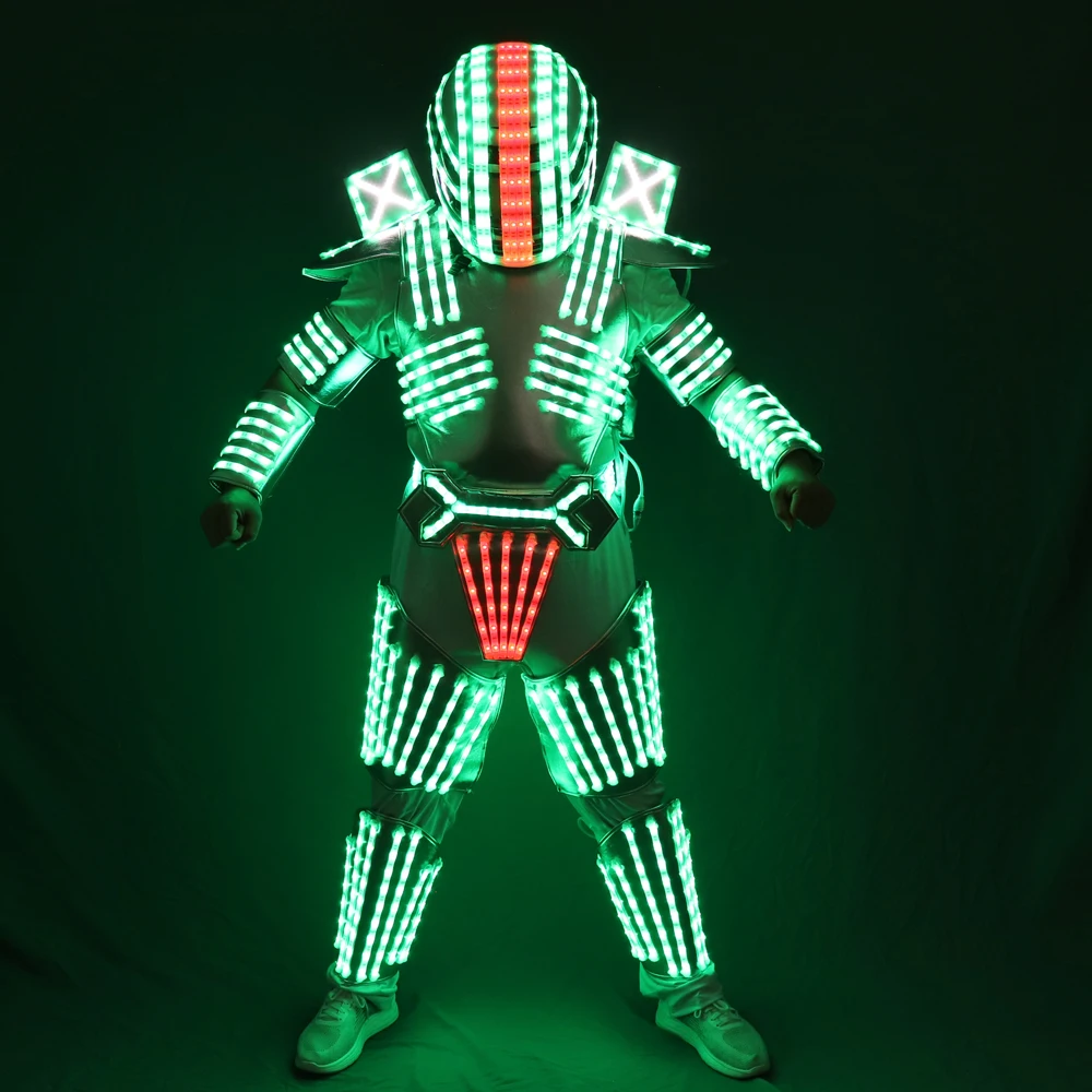 Robot uprawny, kolor RGB LED, kostium męski, świecąca odzież LED, ubrania taneczne, do nocnych pałek, imprez, KTV