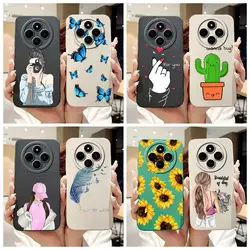 For Xiaomi Redmi 14C Case Stylish Sunflower Pretty Girls Back Cover Soft TPU Phone Case For Xiaomi Poco C75 C 75 Redmi14C Fundas