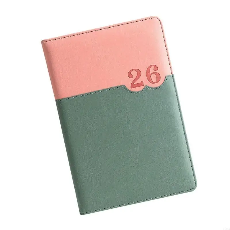 

CORA 2026 Daily Planner 360 Pages Dated Softcover Leather Academic Planner with Colorful Monthly Mark For Office School Use
