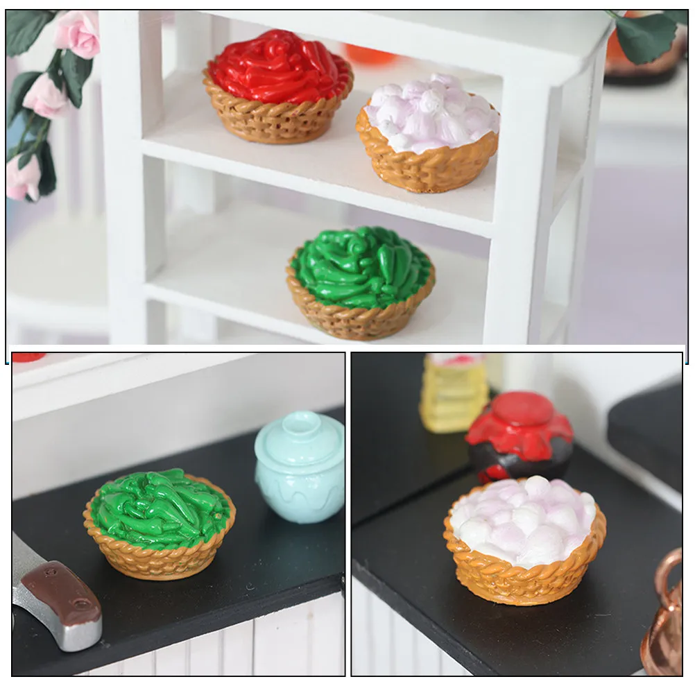 

3Pcs Miniature Food Fake Prop Realistic Style Mini House Kitchen Scene Decor Decorative Resin Ornament Compact Size Mini Play