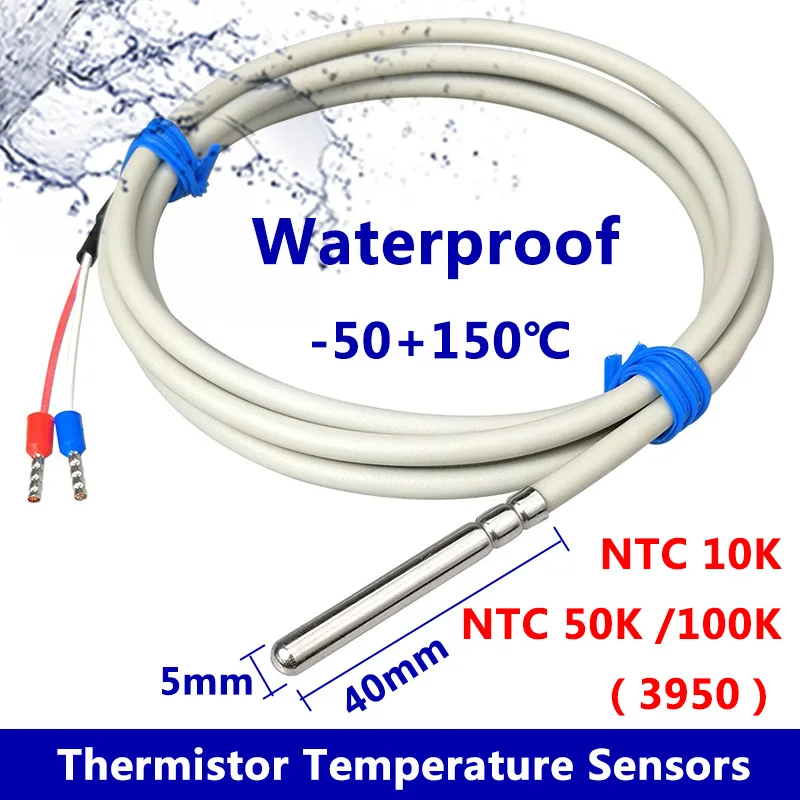 

Sensor de Temperatura NTC Termistor 10K/50K/100K, Resistente al Agua y Aceite, Sonda de Precisión para Control Térmico Industria