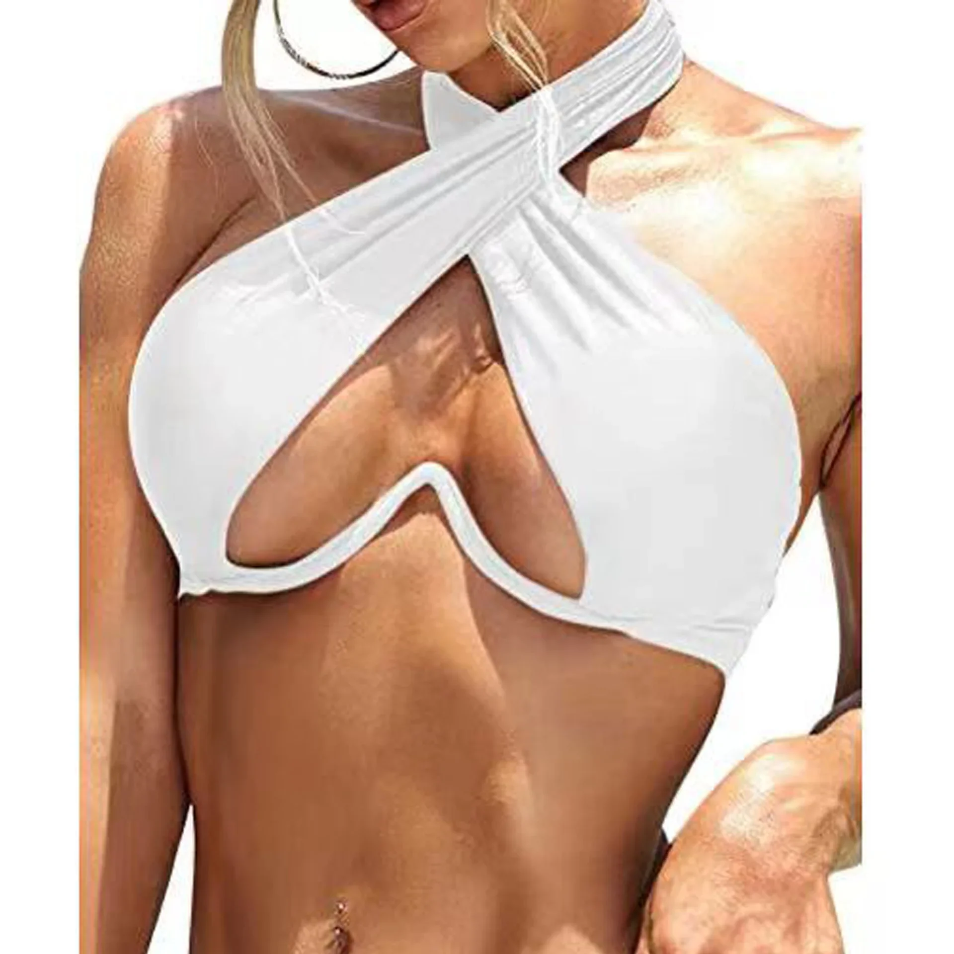 Gran oferta de la temporada, nuevo traje de baño de una pieza con soporte de acero Multicolor, Top de Bikini integrado, traje de baño de pecho pequeño para mujer, versátil