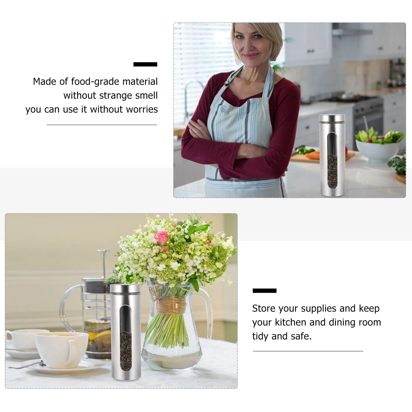 

1Pcs Glass Stainless Steel Storage Bottle for Kitchen Use Sealed Container Tea Coffee Spice Dried Food Holder Kitchen Use Tool