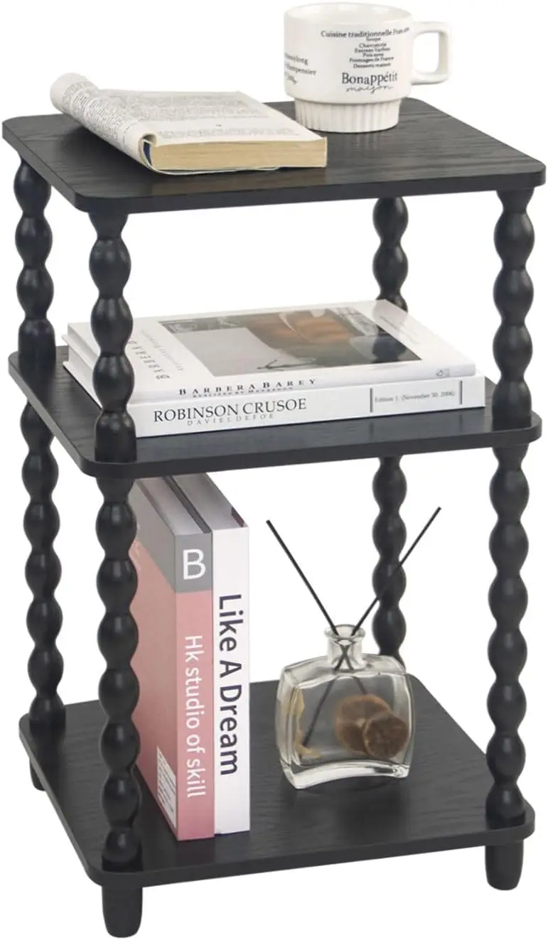 

Side Table, Small End Table with Storage Shelf, Vintage Nightstand Bedside Table for Living Room, Bedroom, Office and Small S