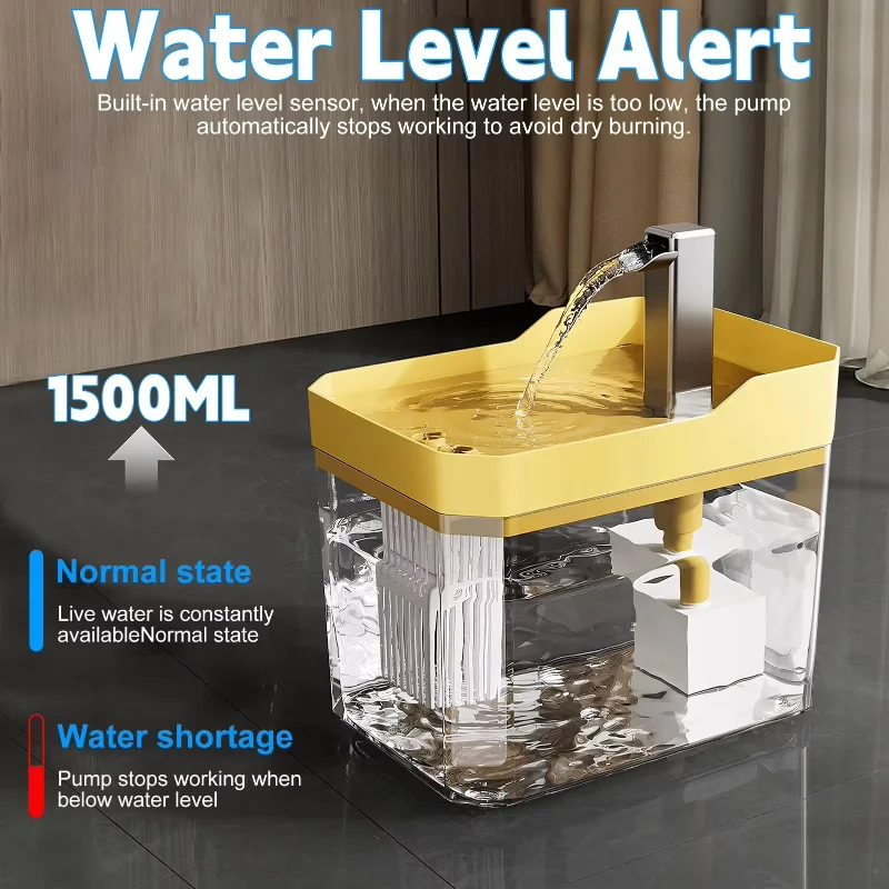 1.5L نافورة الماء القط تصفية أوتوماتيكية USB موزع شرب الحيوانات الأليفة تداول المياه الحية التدفق الطازج للقطط والكلاب الصغيرة