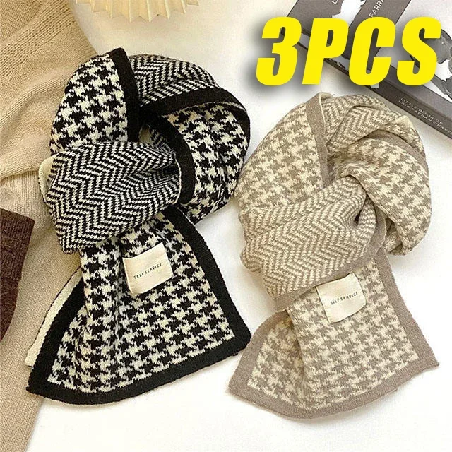 3pcs Women\'s winter scarf Advanced sense Cute Scarf Winter warm thickened knitted scarf Outdoor activities warm scarf