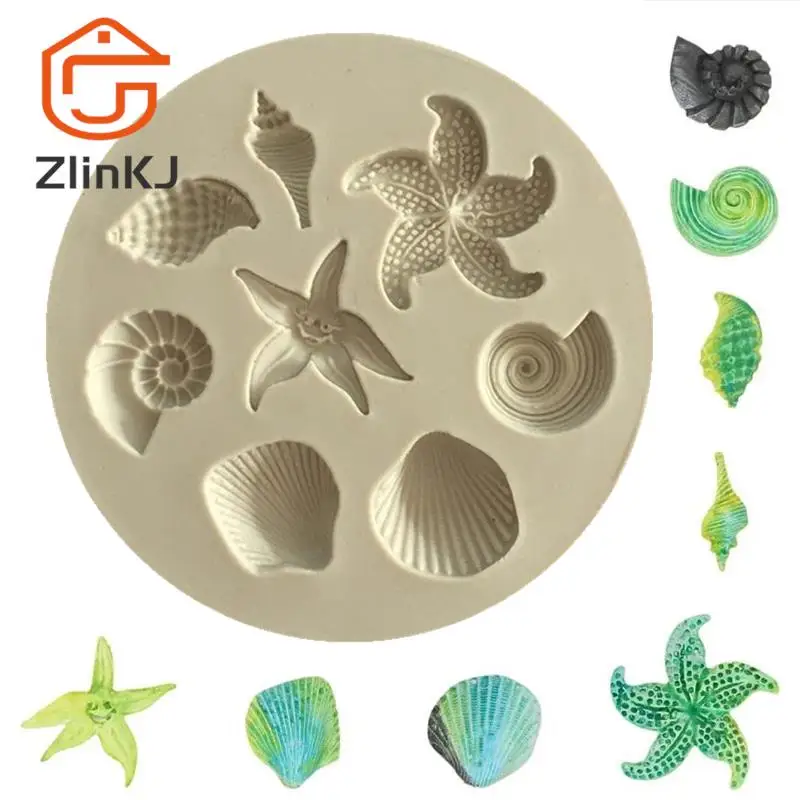 Seashell Conch Starfish Fish Under the Sea Style Pastry Baking Molds for Cookie Candy Marine Theme Cake Fondant Silicone Mold