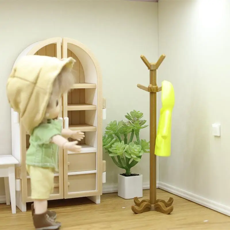 1 szt. Miniaturowy wieszak na ubrania do domku dla lalek, model 1:12, mini symulacja, dekoracja pokoju w domku dla lalek, regał do przechowywania, akcesoria do zabawek