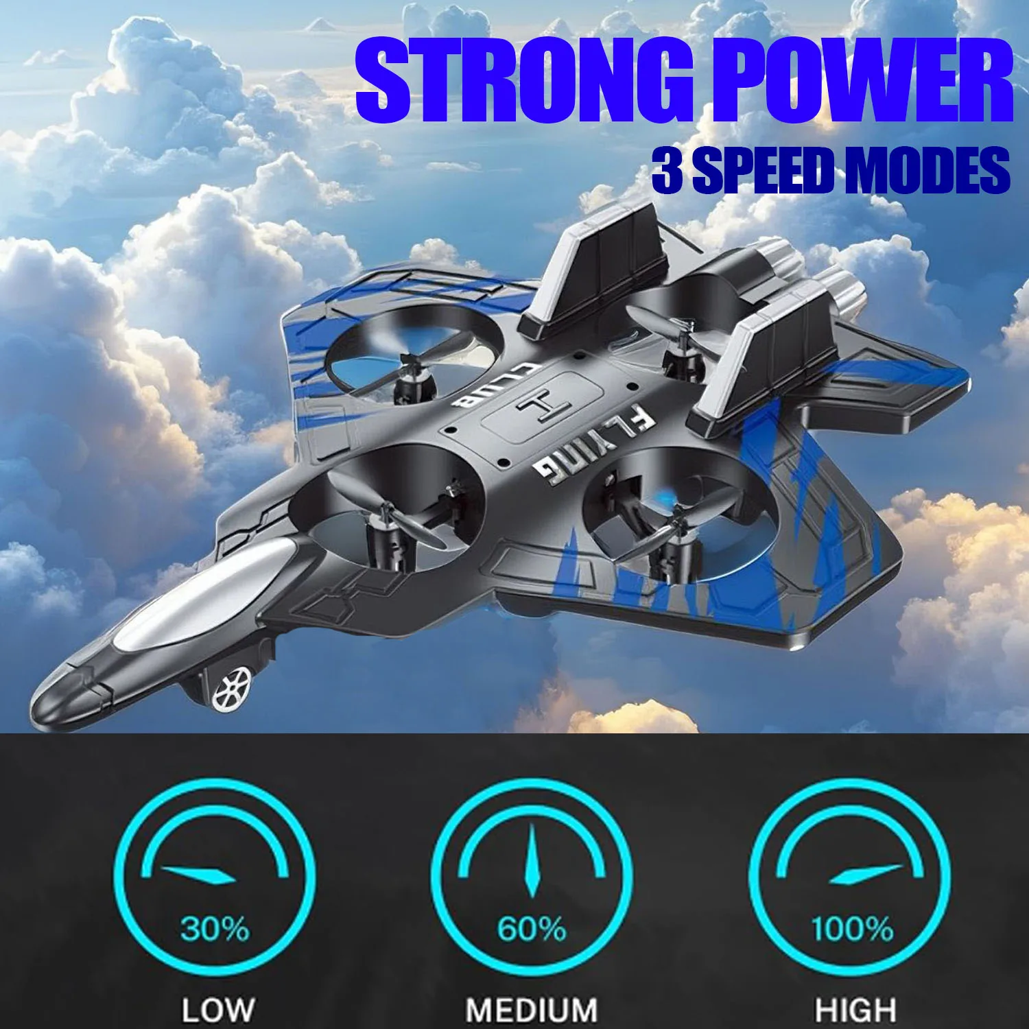 전투기 스타일 드론, 1800mAh USB 충전, 2.4GHz 원격 제어, 초보자를 위한 쉬운 비행, 크리스마스 및 할로윈 선물