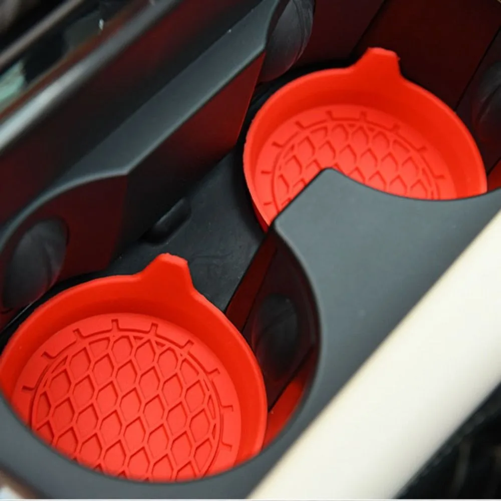 2Pcs Silicone Car Cup Coaster Pure Color Waterproof Non-Slip Cup Mat Sift-Proof Anti-scald Water Cup Pad Car Interior Accessory