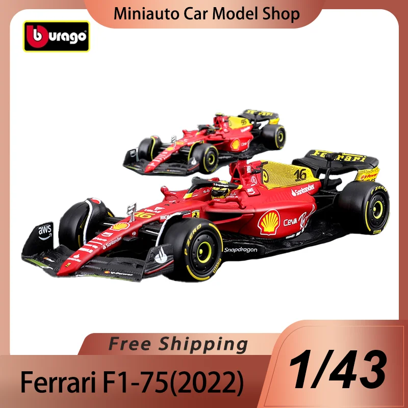 

В наличии Bburgao F1 1:43 Ferrari F1-75(2022), 7-я Юбилейная серия, миниатюрная литая модель из сплава, Чарльз лекжелер, игрушечный автомобиль, подарок