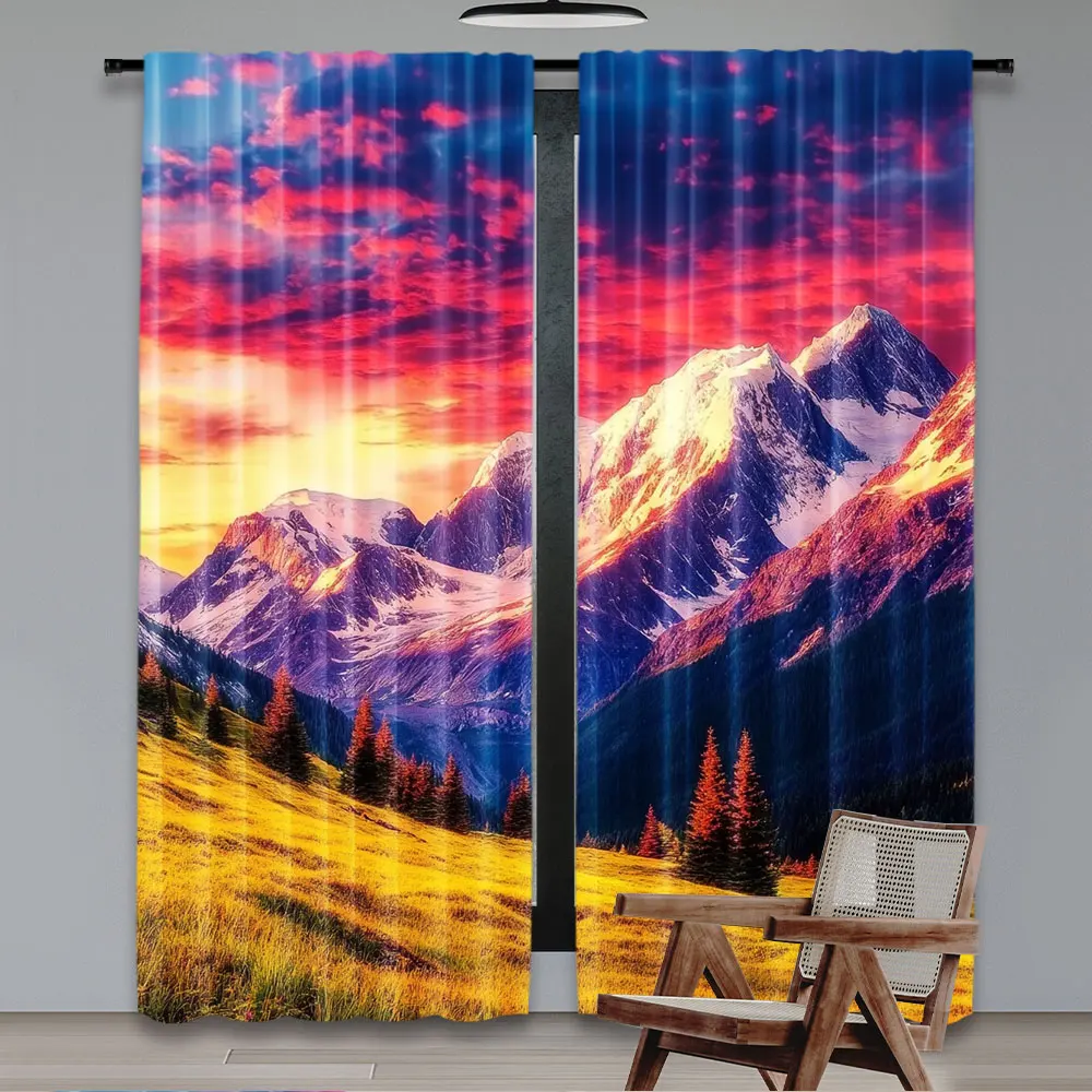 2Pcs Mountain Sunset Forest Tree Nature Landscape Mountain Sunset Suitable For Living Room Bedroom And Many Other Occasions