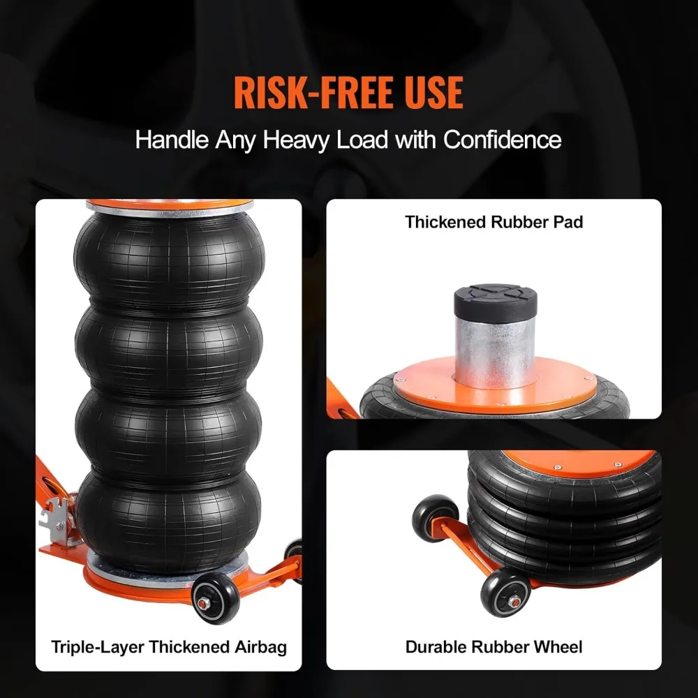 مقبس هواء بأربعة أكياس بسعة 6 أطن بوزن 13000 رطل مع ارتفاع ومقبض قابل للتعديل، مناسب لرفع 26.5، متين ومريح